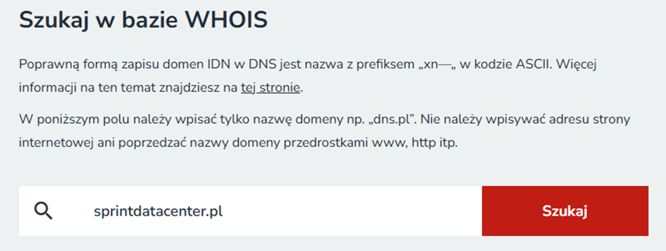 Wyszukiwarka bazy WHOIS
